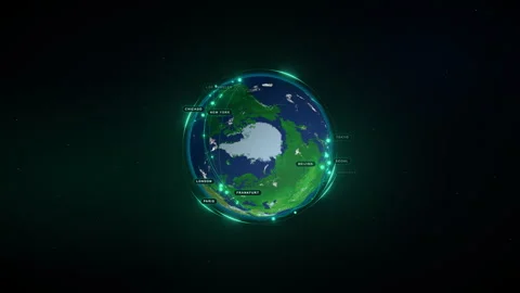 Global Data Network: Zenithal Oversight - 4K Broadcast 16:9 Clean Plate Stock Footage 336263326