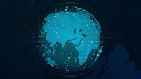 Global Data Numbers Network Business Technology Background Stock Footage 338447738