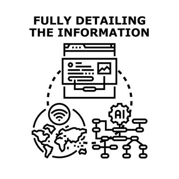 Global data processing and ai information detailing Stock Illustration