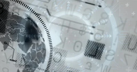 Global data processing animation over world map and numerical codes Stock Footage 303738911