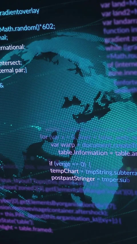Global data processing animation over digital world map with programming code Stock Footage 319212685