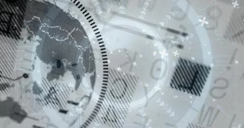 Global data processing image over world map and numerical codes イラスト素材