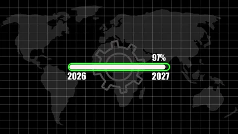 Global Data Progress Bars Loading on Digital World Map Background Cinematic 库存影片 342248193