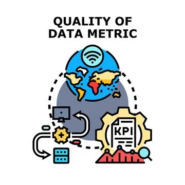 Global data quality metric evaluating performance Illustrazione stock