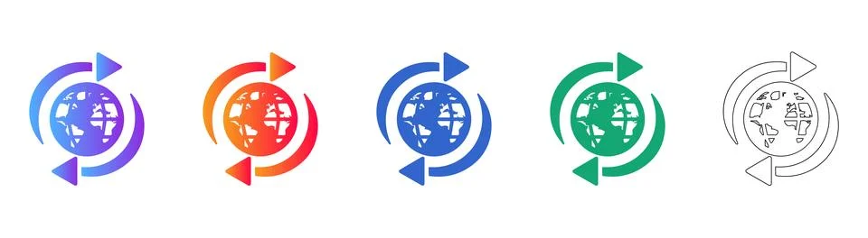 Global Data Rotation and Sync Icon Set 스톡 일러스트