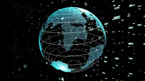 Global data science technology and computer programming abstract Stock Illustration