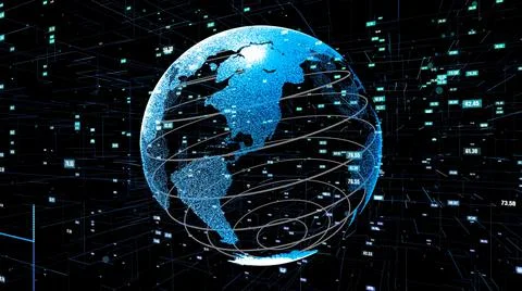 Global data science technology and computer programming abstract Stock Illustration