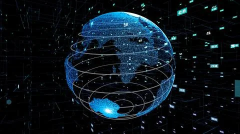 Global data science technology and computer programming abstract Illustrazione stock