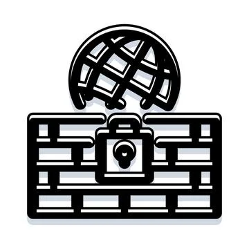 Global data security concept with firewall protection Stock Illustration