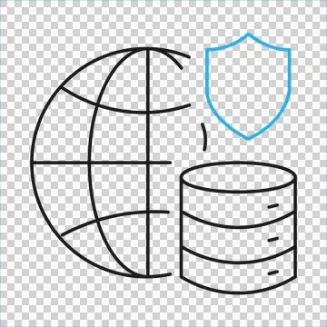 Global data security icon with globe and database server shield symbol Stock Illustration