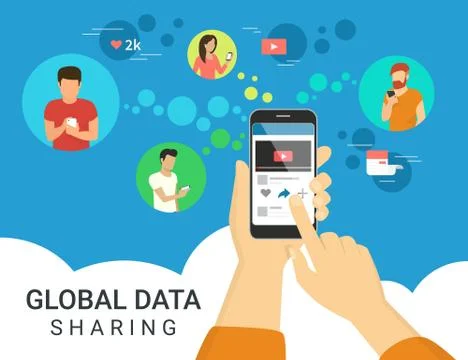 Global data sharing concept illustration Illustrazione stock