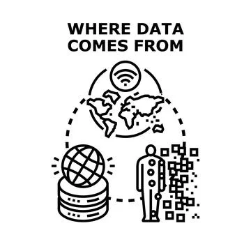 Global data sourcing, analytics, and personal information stream Stock Illustration