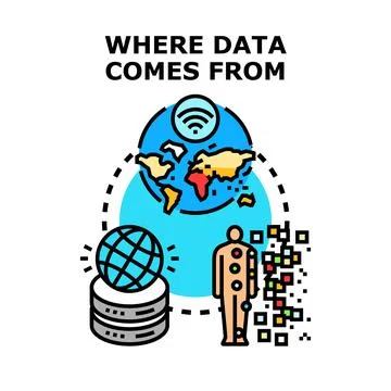 Global data sourcing, analytics, and personal information stream Stock Illustration