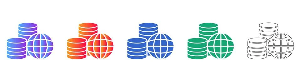 Global Data Storage and Connectivity Icons Stock Illustration