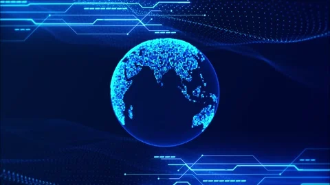 Global Data Technology Globe with Particle Network Waves 스톡 동영상 341373461