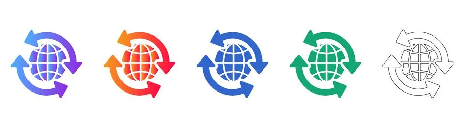 Global Data Transfer and Sync Icons Stock Illustration