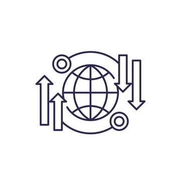 Global data transfer line icon Stock Illustration