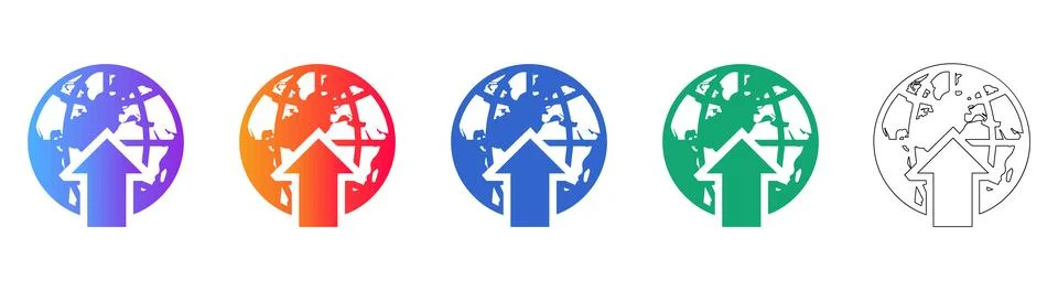 Global Data Upload Icon Set Stock Illustration