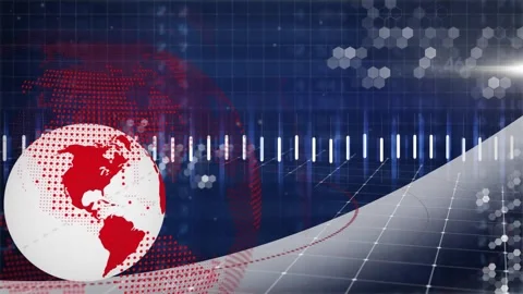 Global data visualization animation over digital grid and red world map Stock Footage 329310822