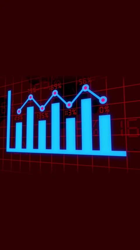 Global data visualization with blue bar graph and map. Blue bar graph and l.. Stock Footage 344840896