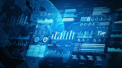 Global data visualization interface with charts, graphs, and statistics Stock Footage 294287372