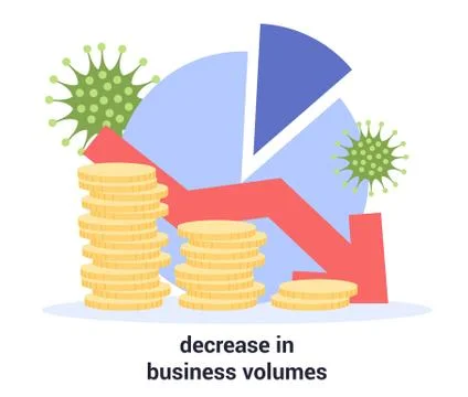 Global decrease of business volumes due to COVID-19. 2019-nCoV Stock Illustration