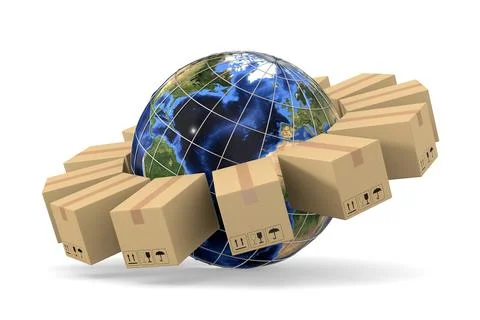 Global delivery cargo. Isolated 3d illustration 스톡 일러스트