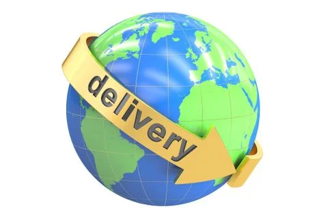 Global delivery concept, 3D rendering 库存插图