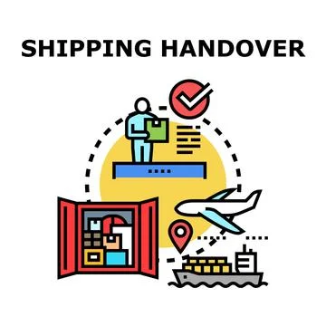Global delivery logistics process and package handover Stock Illustration