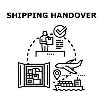 Global delivery logistics process and package handover Stock Illustration