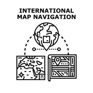 Global delivery navigation system tracking international package Stock Illustration