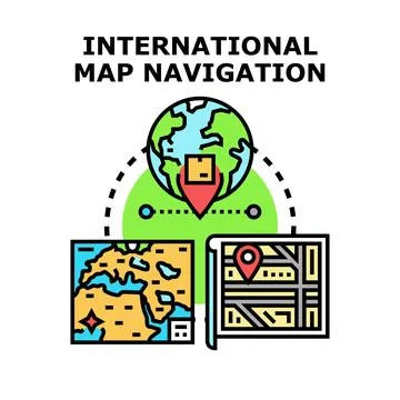 Global delivery navigation system tracking international package Stock Illustration