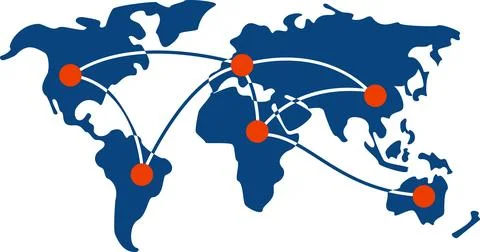 Global delivery network world map icon Illustrazione stock