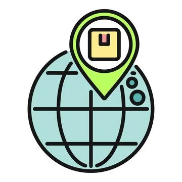 Global delivery package tracking pin pointer on globe 스톡 일러스트