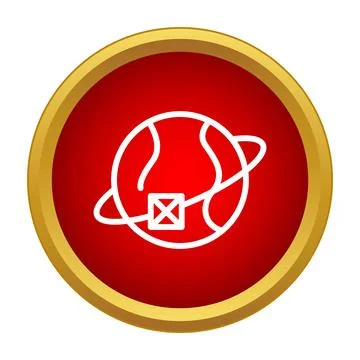 Global delivery parcel orbiting planet earth icon Illustrazione stock