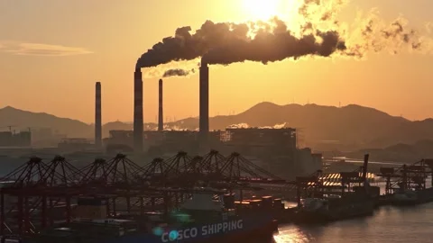 Global delivery shipping. Big ship at industrial port. Cargo terminal logistics. Stock-Footage 334433370