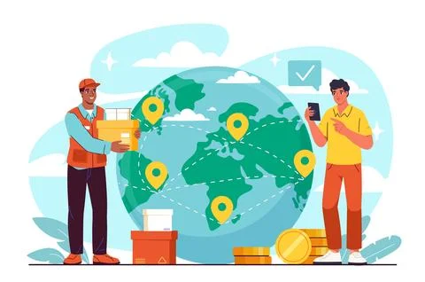 Global delivery tracking concept. Vector illustration Stock Illustration