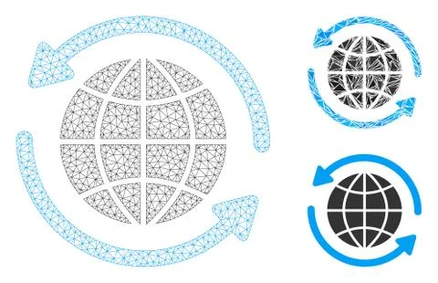 Global Delivery Vector Mesh Wire Frame Model and Triangle Mosaic Icon イラスト素材