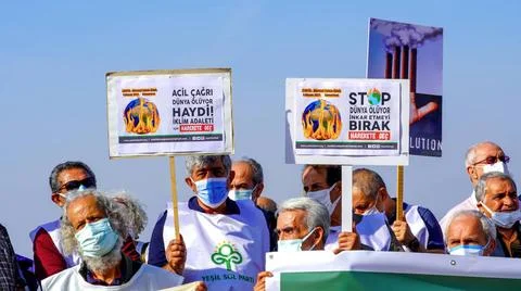  Global Demonstration for COP26- Climate Summit Environmentalist people an... Stock Photos