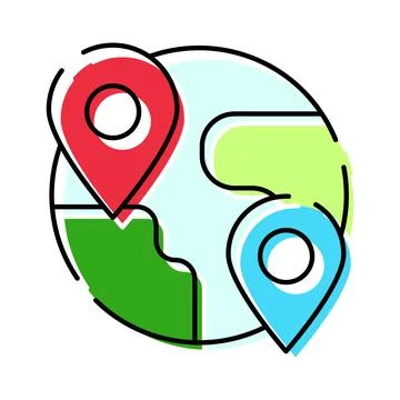 Global destination markers finding world location icon Stock Illustration