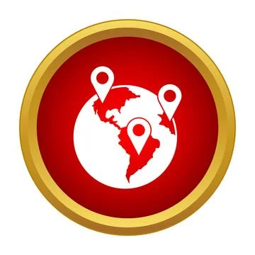 Global destination pinning location pointers on world map Stock Illustration