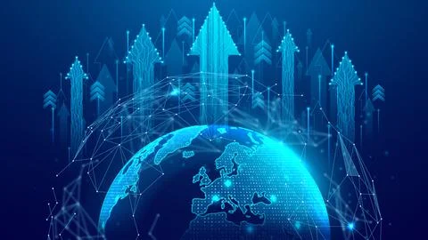 Global development or grows of network tech Stock Illustration