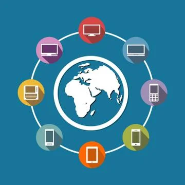 Global devices connection or global communication concept illustration. Stock Illustration