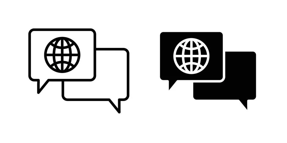 Global dialog icon vector concepts, line and silhouette style Stock Illustration
