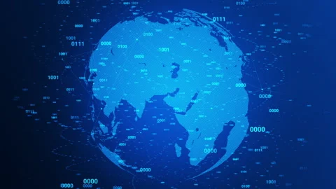 Global Digital Business Data Network and Numbers Stock Footage 338445663