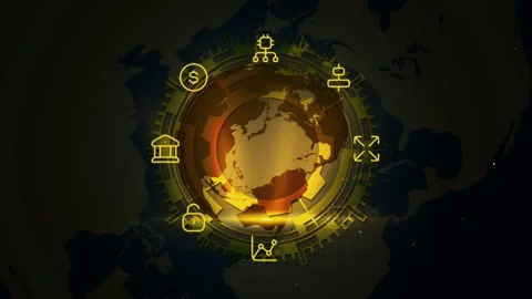 Global Digital Connectivity World Map with Futuristic Technology Elements Stock Footage 339114233