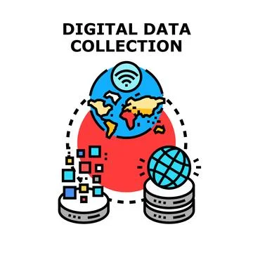 Global digital data collection connecting storage and network Stock Illustration