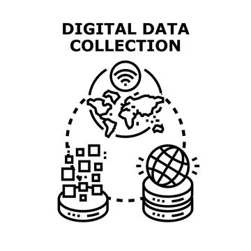 Global digital data collection connecting storage and network Stock Illustration