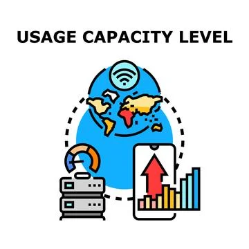 Global digital data usage capacity level management icon Stock Illustration