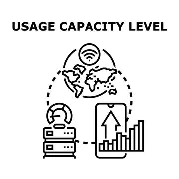 Global digital data usage capacity level management icon Stock Illustration